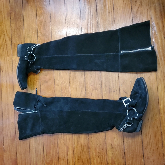 thigh high harness boots